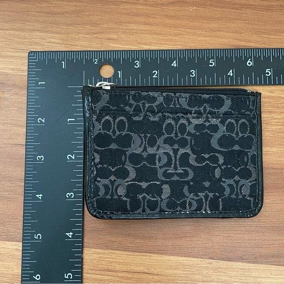 COACH F43352 Optic Signature Lurex Black Coin Purse Zip Card Wallet - Picture 5 of 9